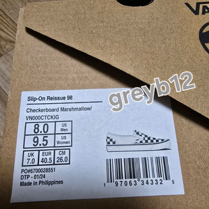 반스 슬립온 리이슈 98 체커보드 마쉬멜로우