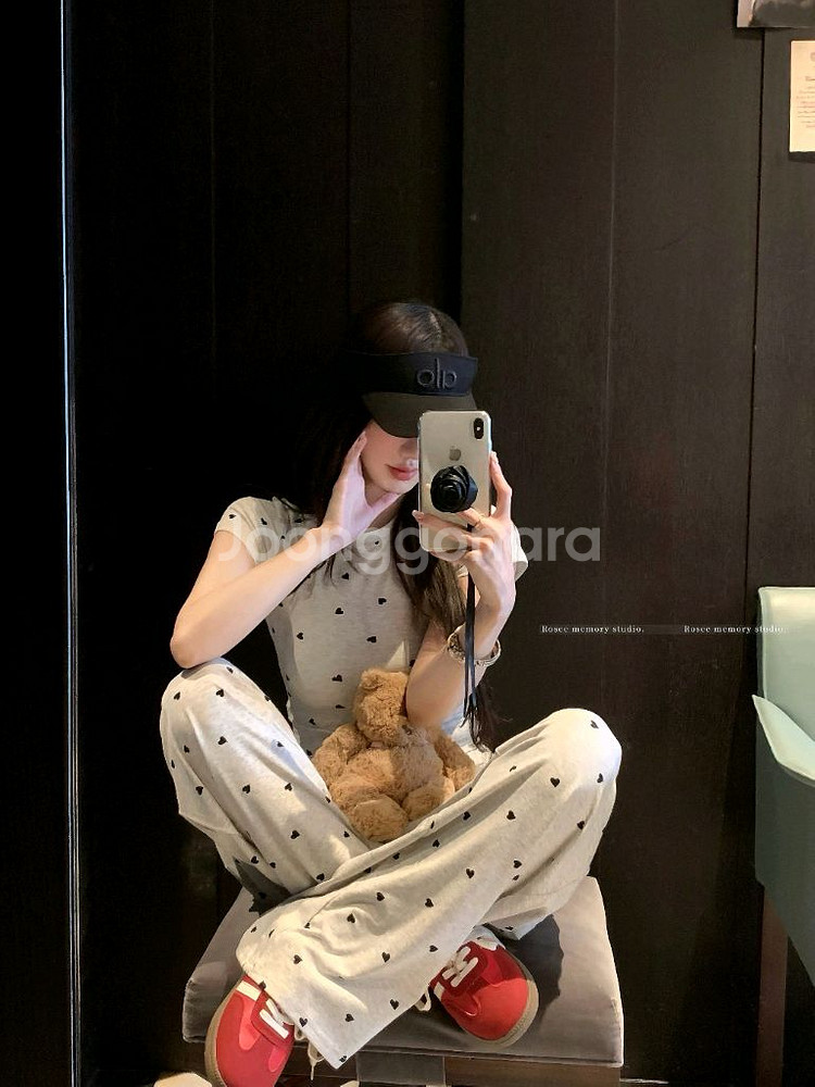 수입의류 하트땡 세트 반팔티 팬츠 세트--2