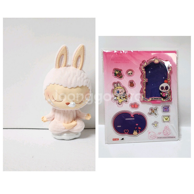 세트)팝마트 라부부 피규어+아크릴 포토프레임_요가 명상--0