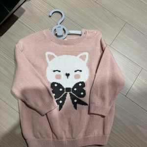 H&M 핑크색 고양이 아기 니트