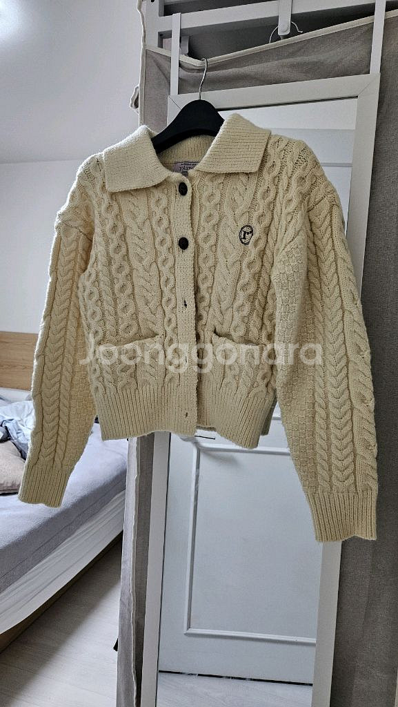 로라로라 케이블 카라 가디건 아이보리--4