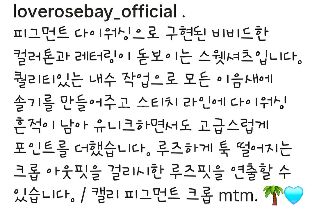 로즈베이 캘리 피그먼트 크롭 맨투맨--4