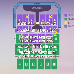 [판매완료] 임영웅 인천 LOVE PEACE 2/4연석