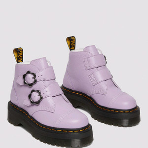 닥터마틴 데본 플라워 버클 퍼플 플랫폼 부츠