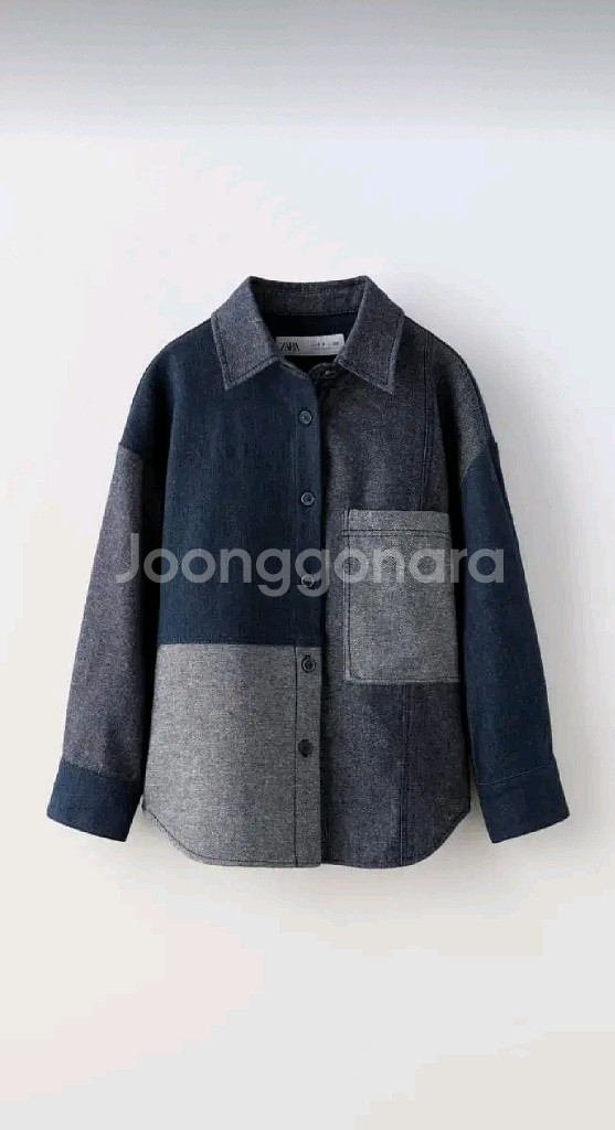 자라키즈 패치워크 데님 이펙트 셔츠 새상품--0