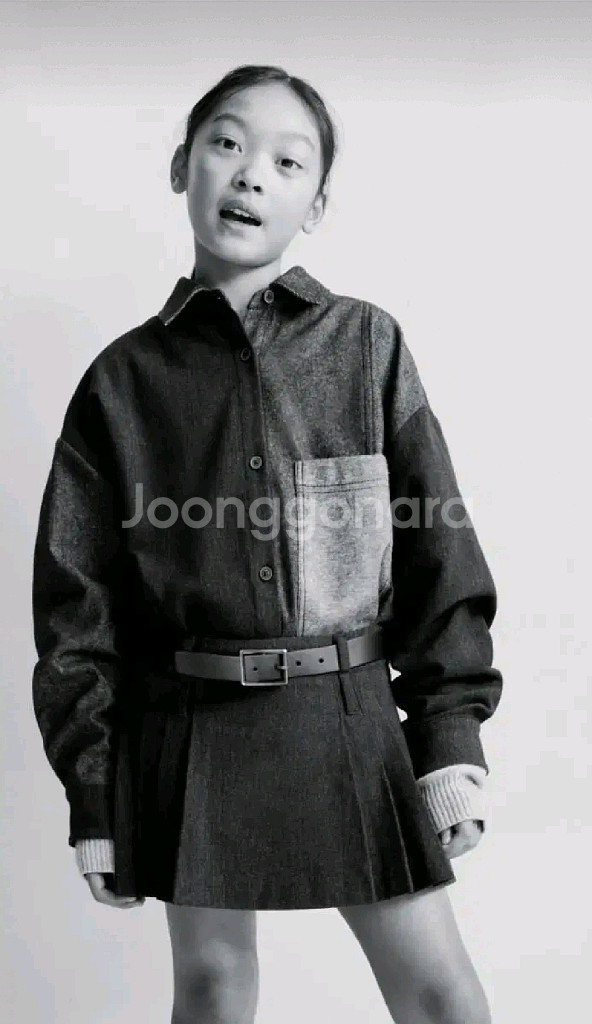 자라키즈 패치워크 데님 이펙트 셔츠 새상품--3