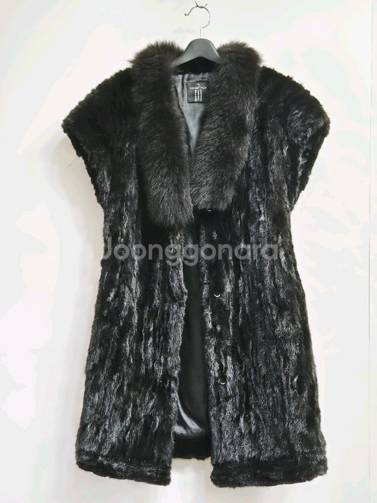 boho 블랙 밍크 롱 조끼 베스트--0