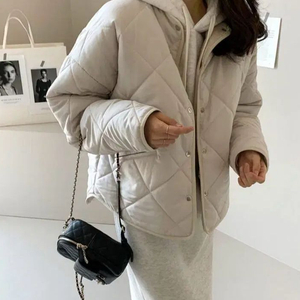 [새상품] 데일리룩 쇼핑몰 누빔 패딩 점퍼 아이베이지