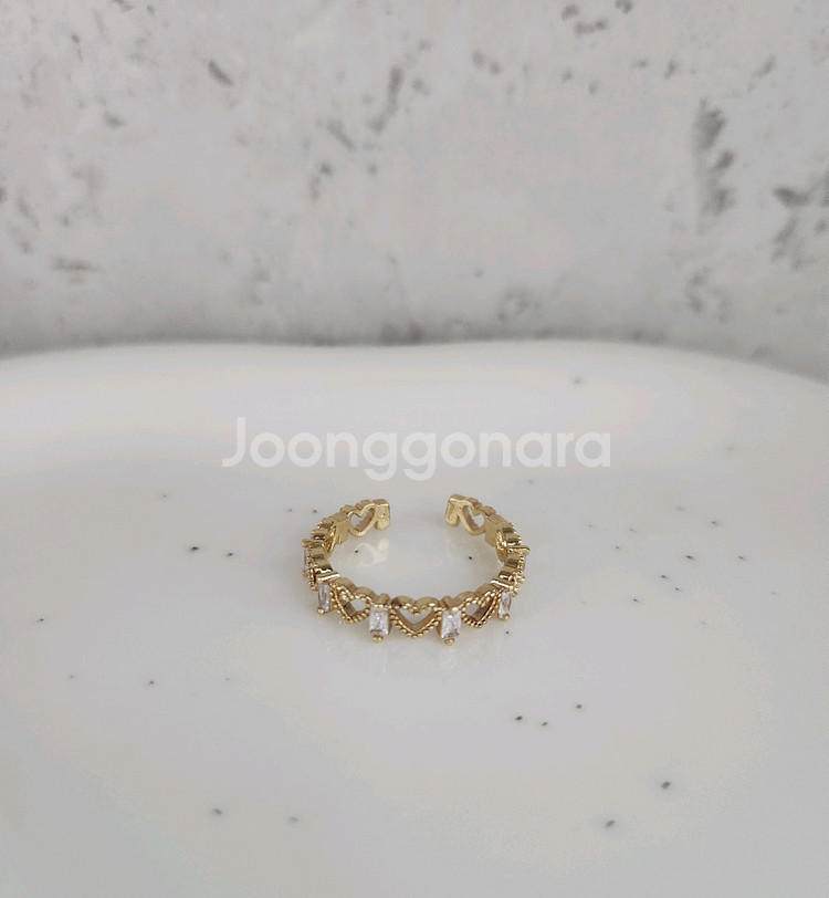 하트 큐빅 지르콘 악세사리 반지--0