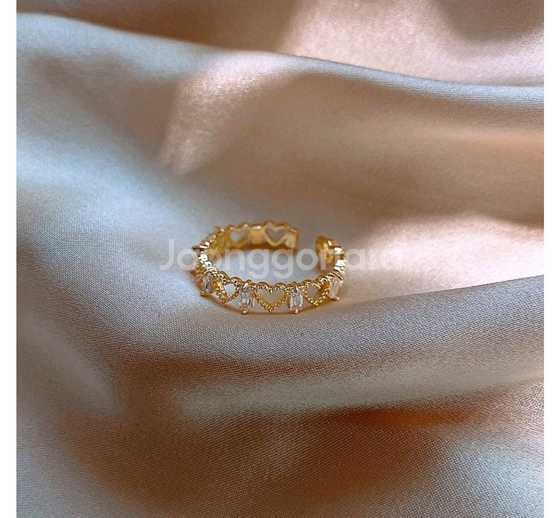 하트 큐빅 지르콘 악세사리 반지--3