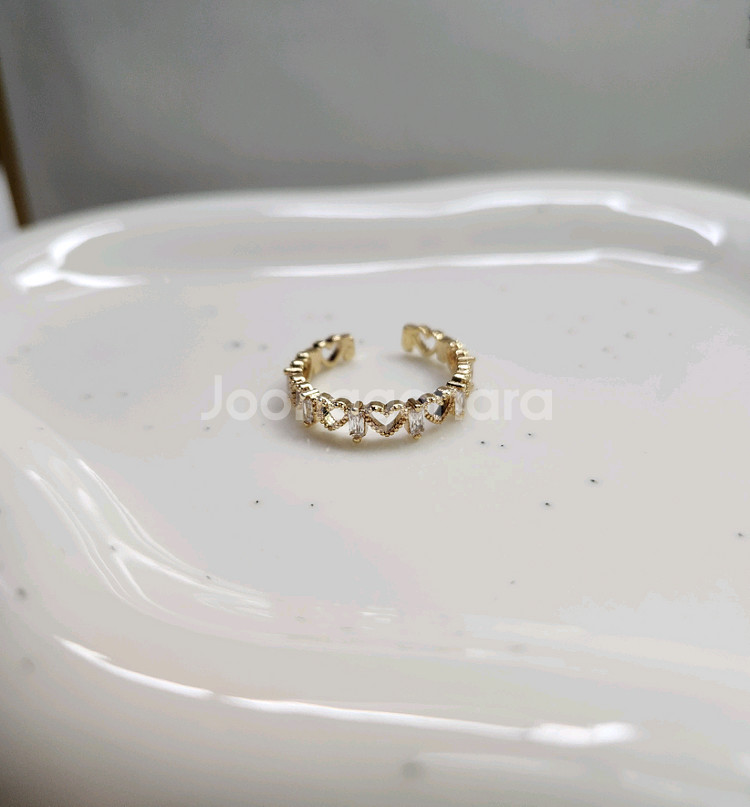 하트 큐빅 지르콘 악세사리 반지--2