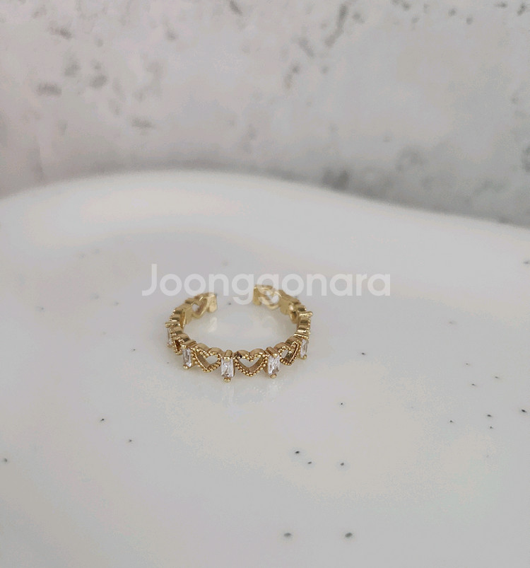 하트 큐빅 지르콘 악세사리 반지--1