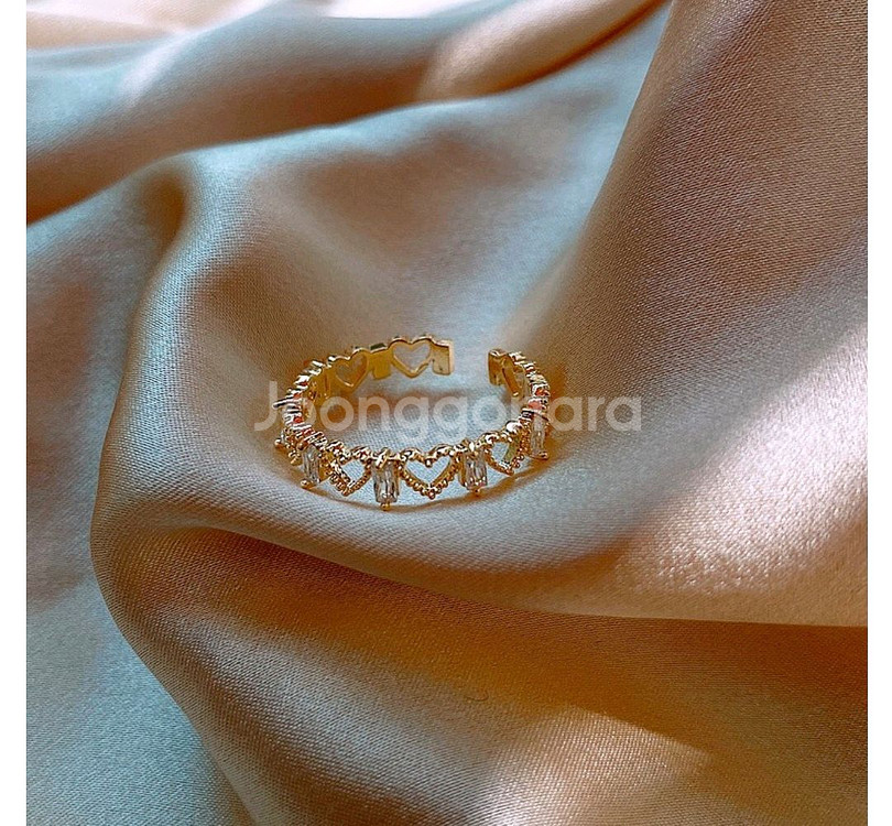 하트 큐빅 지르콘 악세사리 반지--5