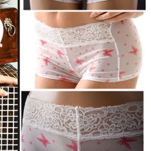 화이트 나비 시스루 레이스 팬티 90S
