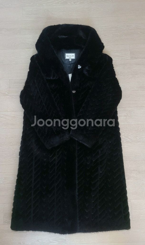 밍크faux 롱후드코트 55--0