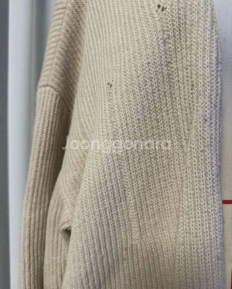 쟈니헤잇재즈 베이지 오버사이즈 디스트로이드 가디건--2