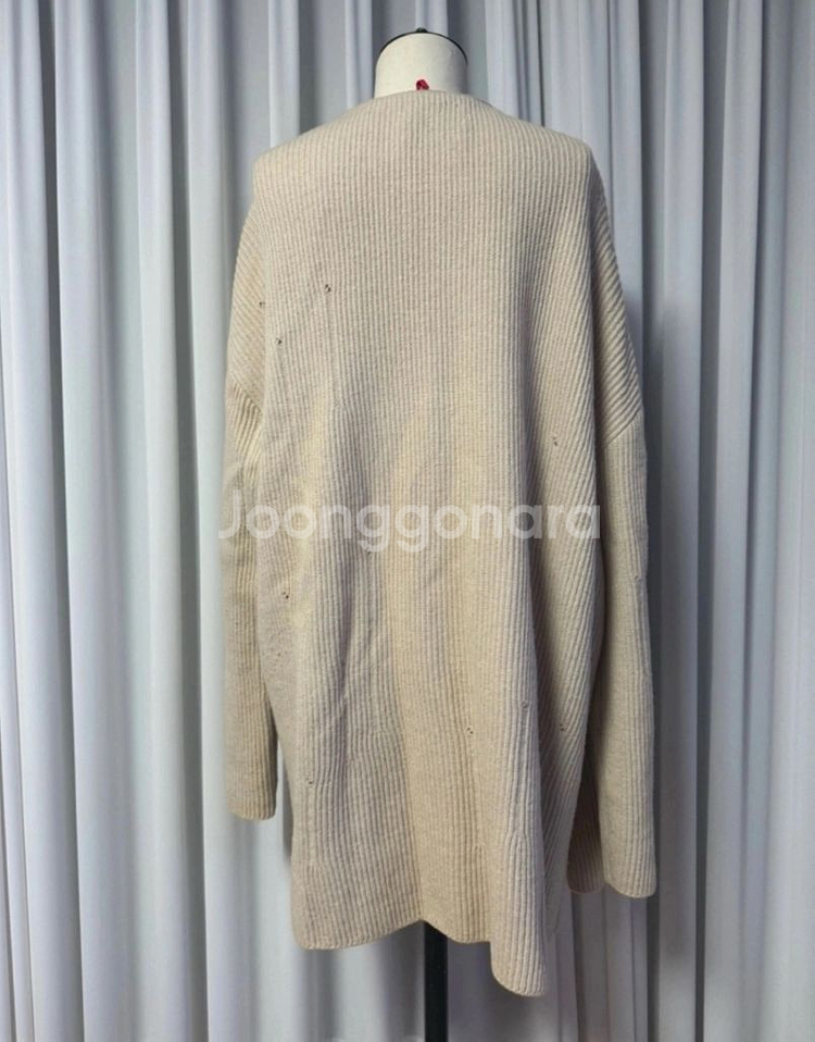 쟈니헤잇재즈 베이지 오버사이즈 디스트로이드 가디건--3
