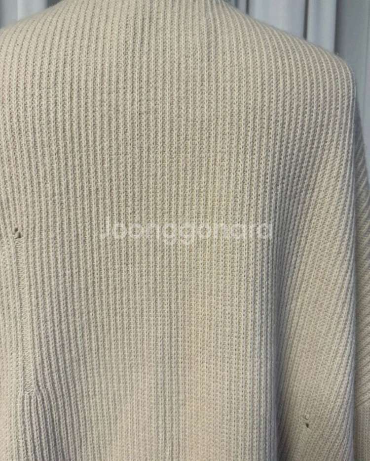 쟈니헤잇재즈 베이지 오버사이즈 디스트로이드 가디건--4