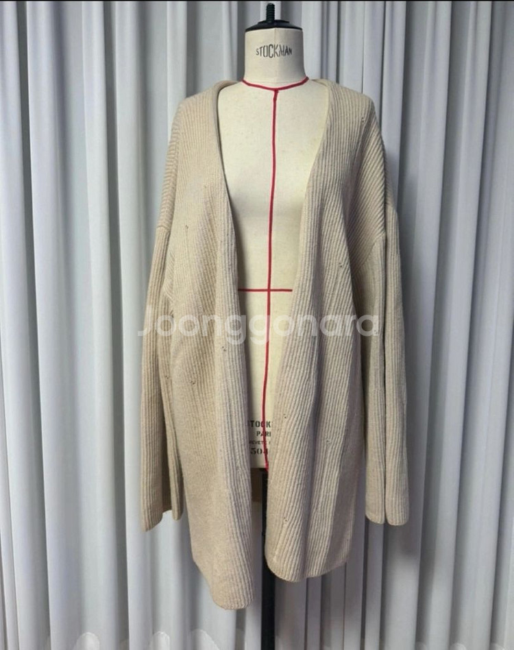 쟈니헤잇재즈 베이지 오버사이즈 디스트로이드 가디건--5