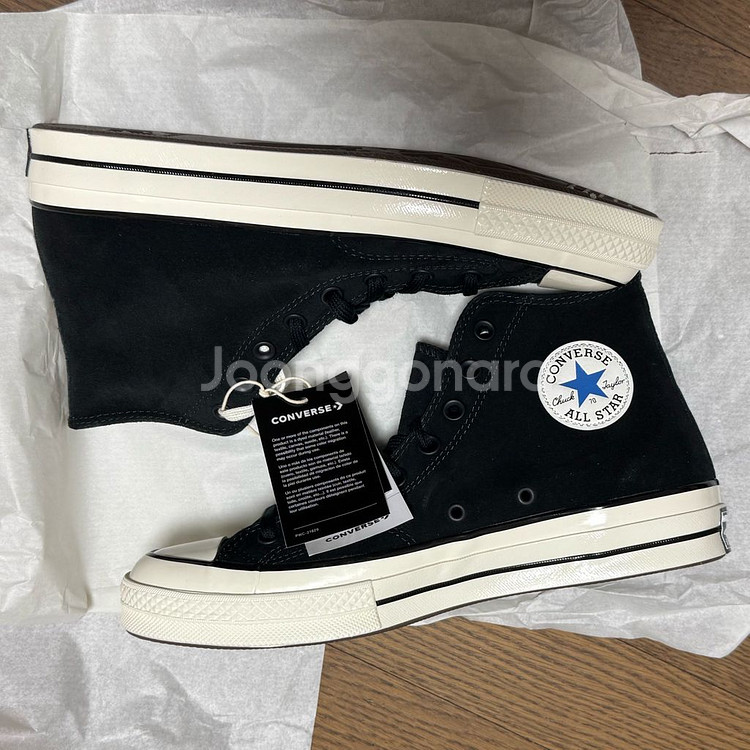 컨버스 척 70 하이 블랙 스웨이드 280mm 새상품--1