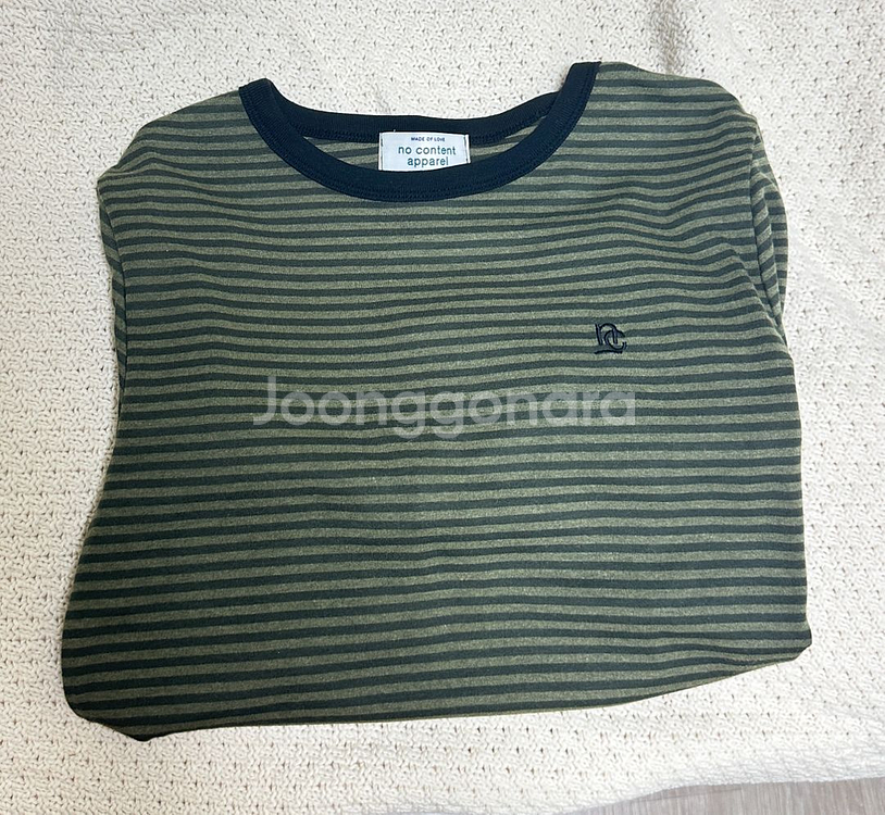노컨텐츠 스트라이프 티셔츠 카키--1