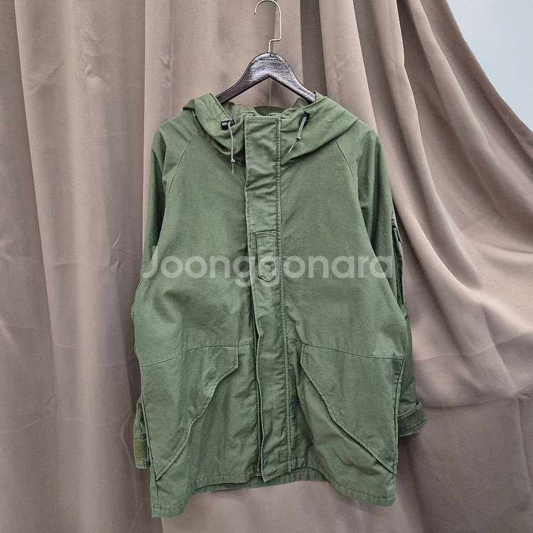 알파인더스트리 카키색 후드 야상 점퍼--0