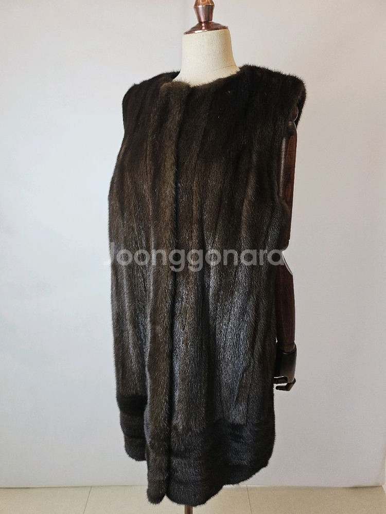 최고급 노카라넥 진브라운 풀스킨 일직선퍼 롱밍크베스트--3