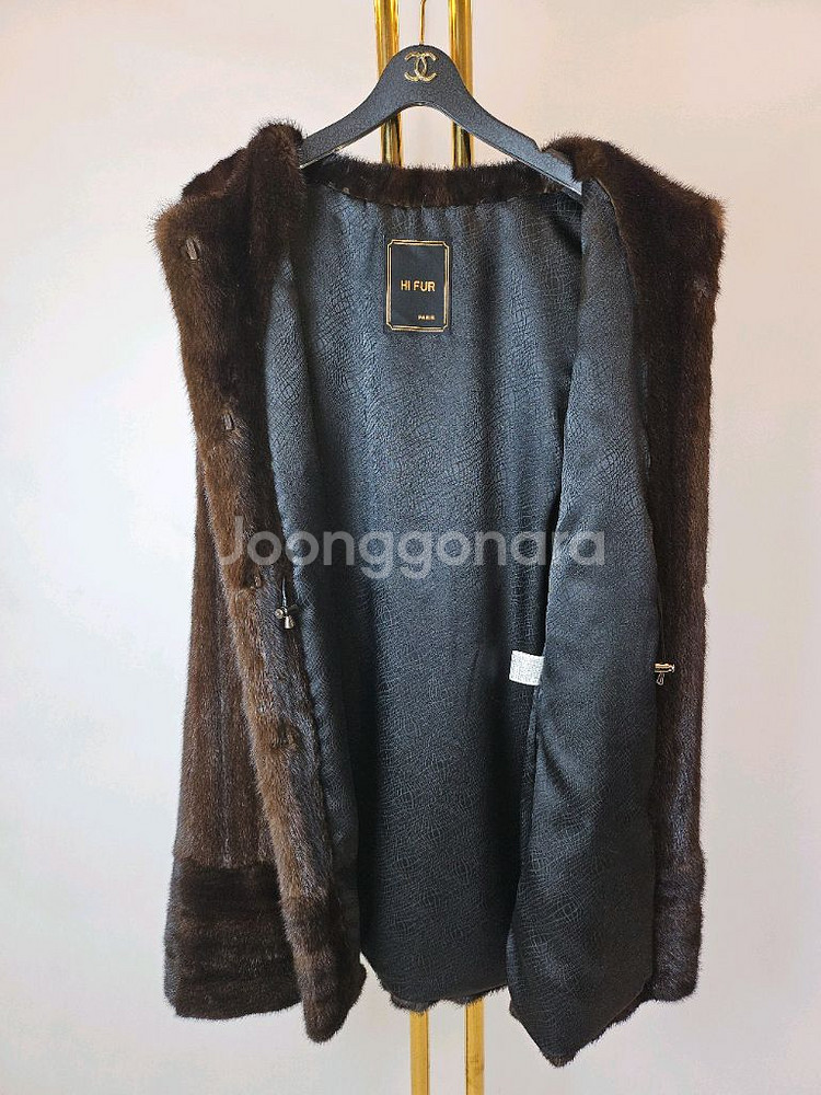 최고급 노카라넥 진브라운 풀스킨 일직선퍼 롱밍크베스트--8