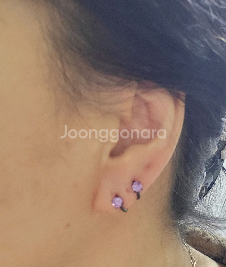 14k 블랙도금 보라귀걸이--5