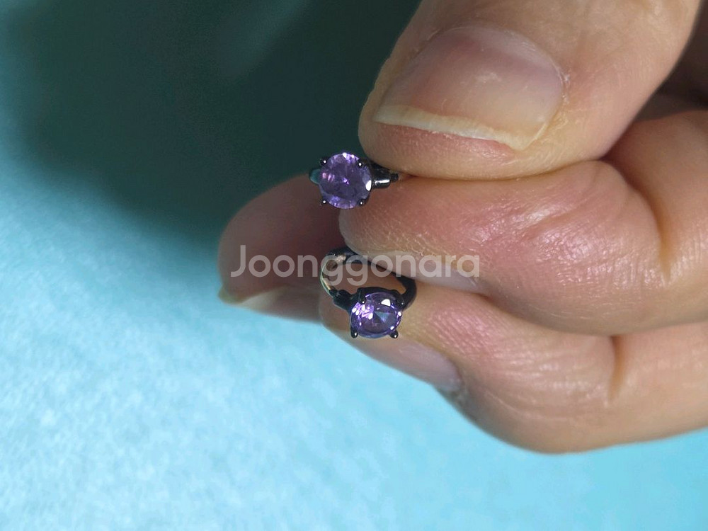 14k 블랙도금 보라귀걸이--3