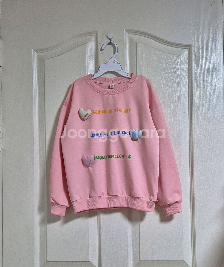 핑크+퍼플 하트 폴리 맨투맨 2벌(140/7-8Y)--1