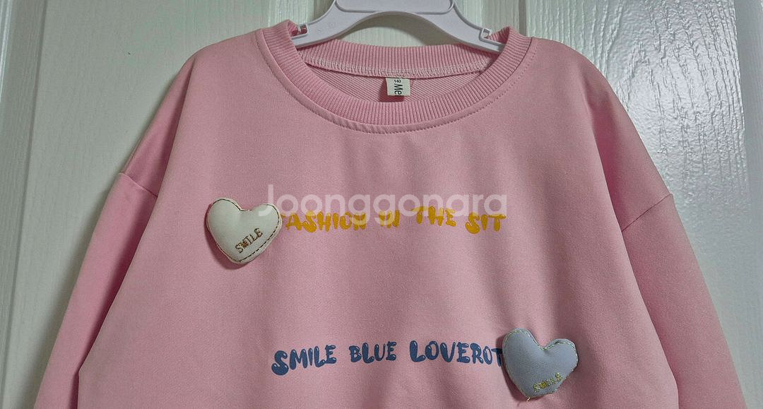 핑크+퍼플 하트 폴리 맨투맨 2벌(140/7-8Y)--2