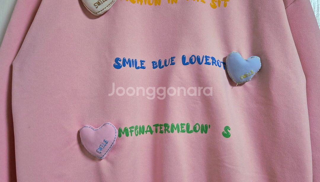 핑크+퍼플 하트 폴리 맨투맨 2벌(140/7-8Y)--3