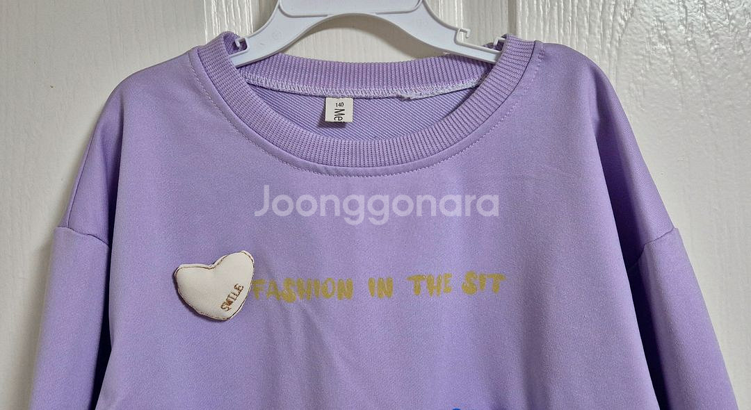 핑크+퍼플 하트 폴리 맨투맨 2벌(140/7-8Y)--7