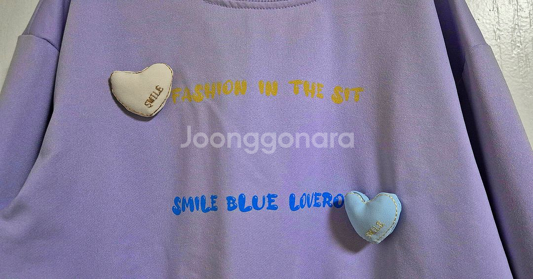 핑크+퍼플 하트 폴리 맨투맨 2벌(140/7-8Y)--8