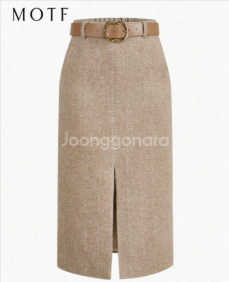 울 헤링본치마 택달린 새것 베이지브라운컬러--0