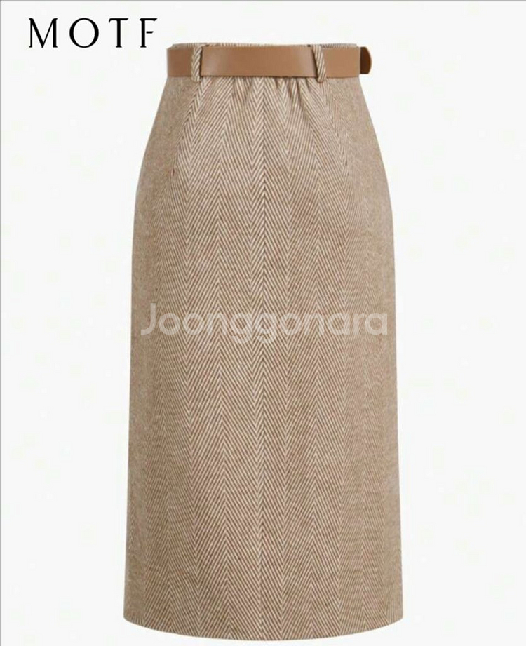 울 헤링본치마 택달린 새것 베이지브라운컬러--1