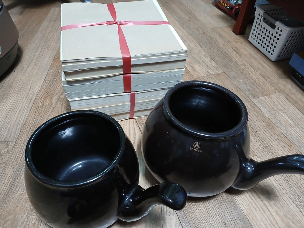 옹기 약탕기 2개일괄 한지덮개 포함 18/16.5cm - 안심되는 중고거래