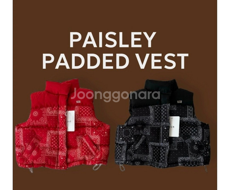 아워 페이즐리 패딩조끼 레드 js(쥬니어스몰사이즈)--0