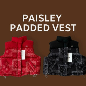 아워 페이즐리 패딩조끼 레드 js(쥬니어스몰사이즈)