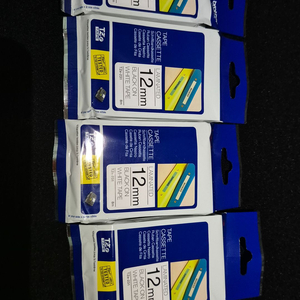 브라더 정품 라벨테이프 12mm 흰색바탕/ 검은색글씨