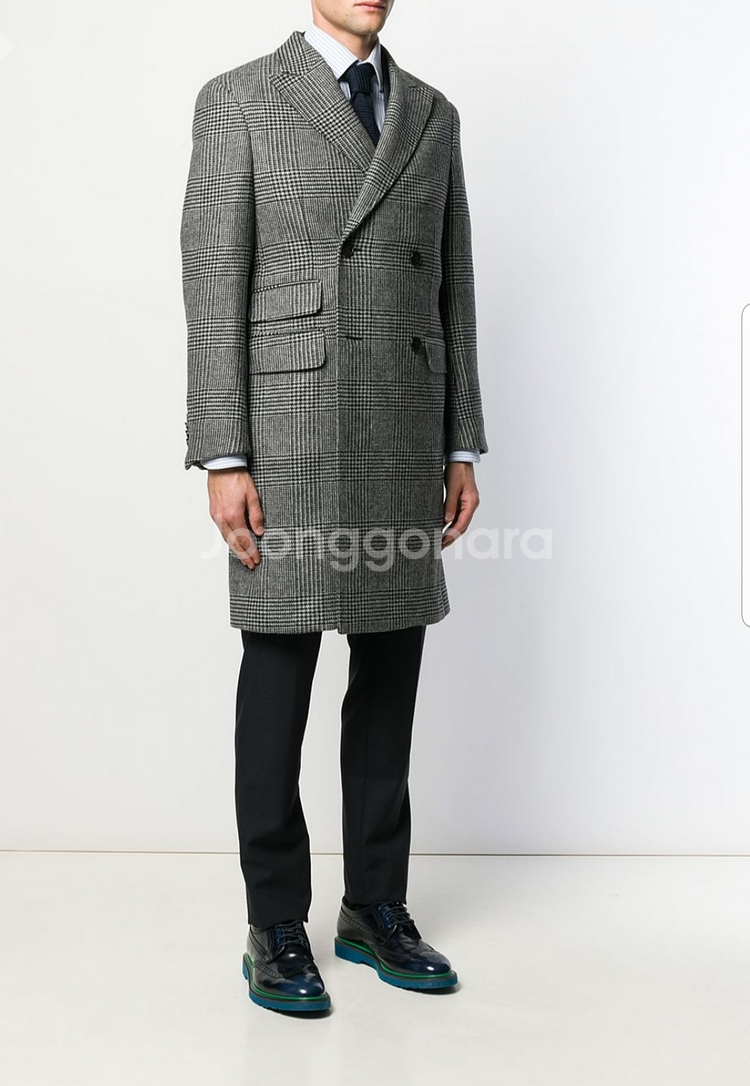 지제냐 더블 브레스티드 코트 남성 피크트라펠 zegna--6