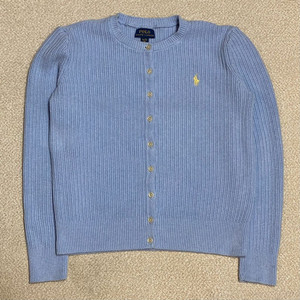 (정품) 폴로 신형 걸즈 소라색 와플 니트 가디건 XL