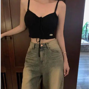 에쎌 스위프 셔링 크롭 슬리브리스 나시 시크릿엘