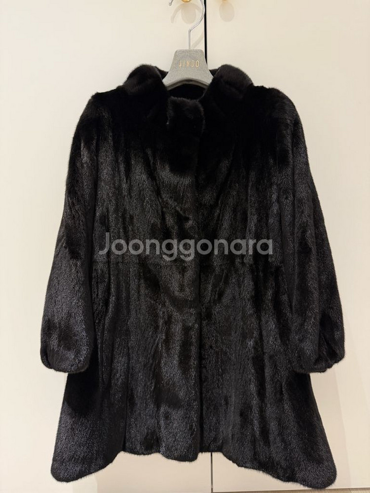 진도모피 블랙 밍크코트--1