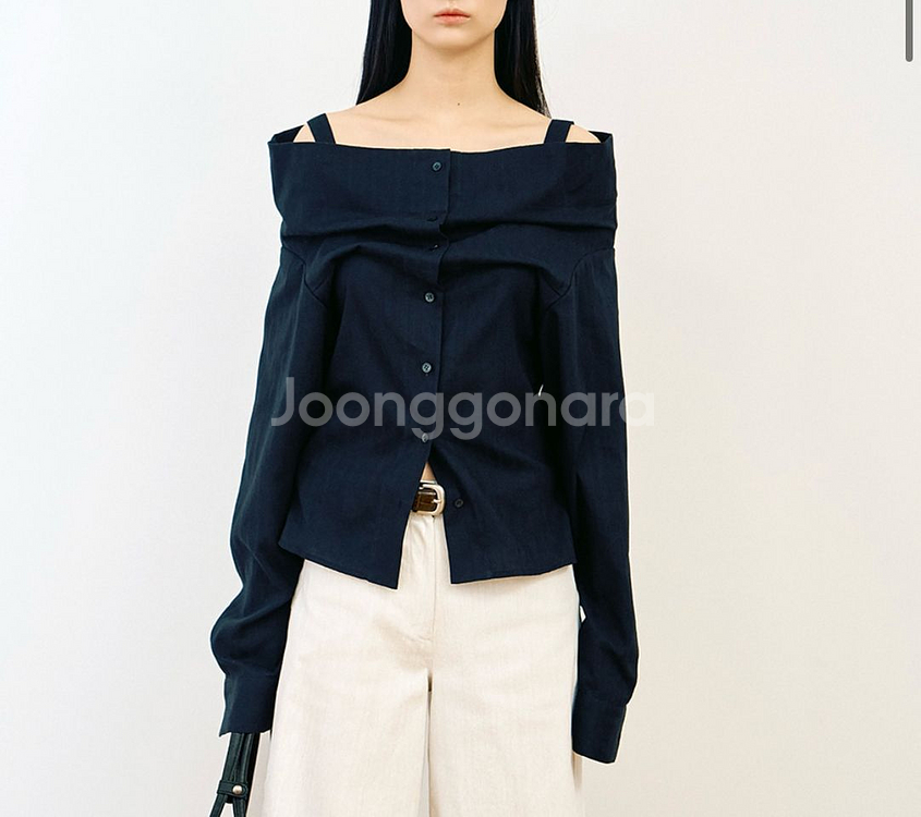 위메농 오프숄더 openning cotton shirt--1
