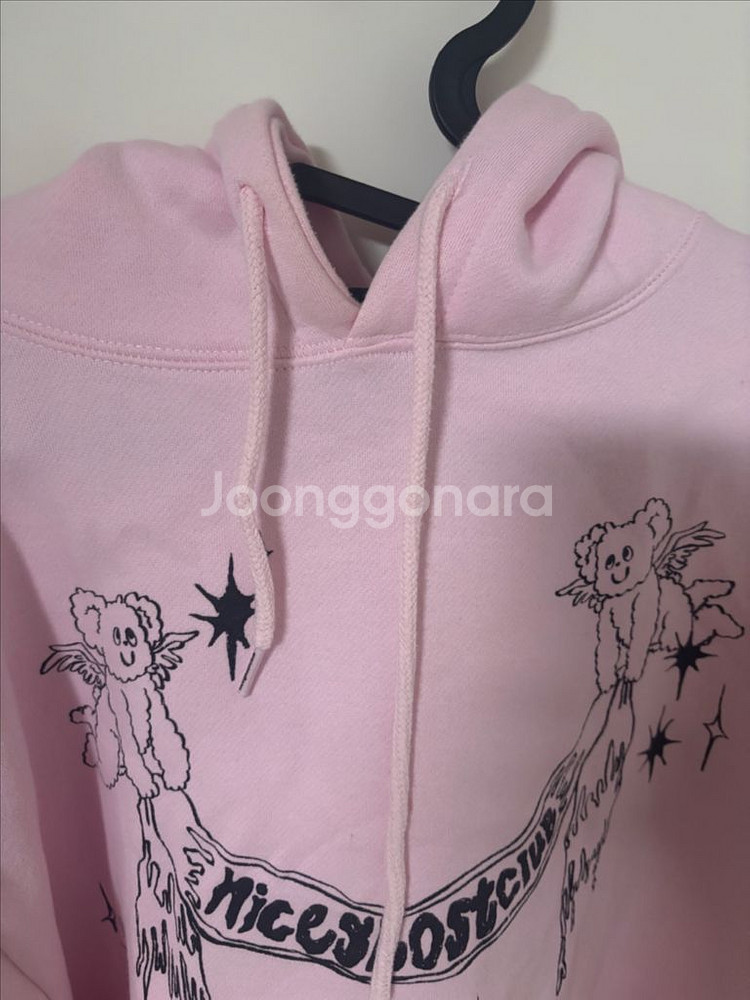 나이스고스트클럽 헤븐리 베어 엔젤 후드티 라이트 핑크--2