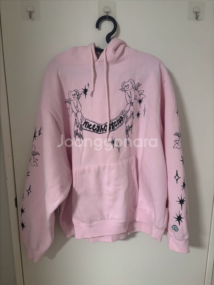 나이스고스트클럽 헤븐리 베어 엔젤 후드티 라이트 핑크--1