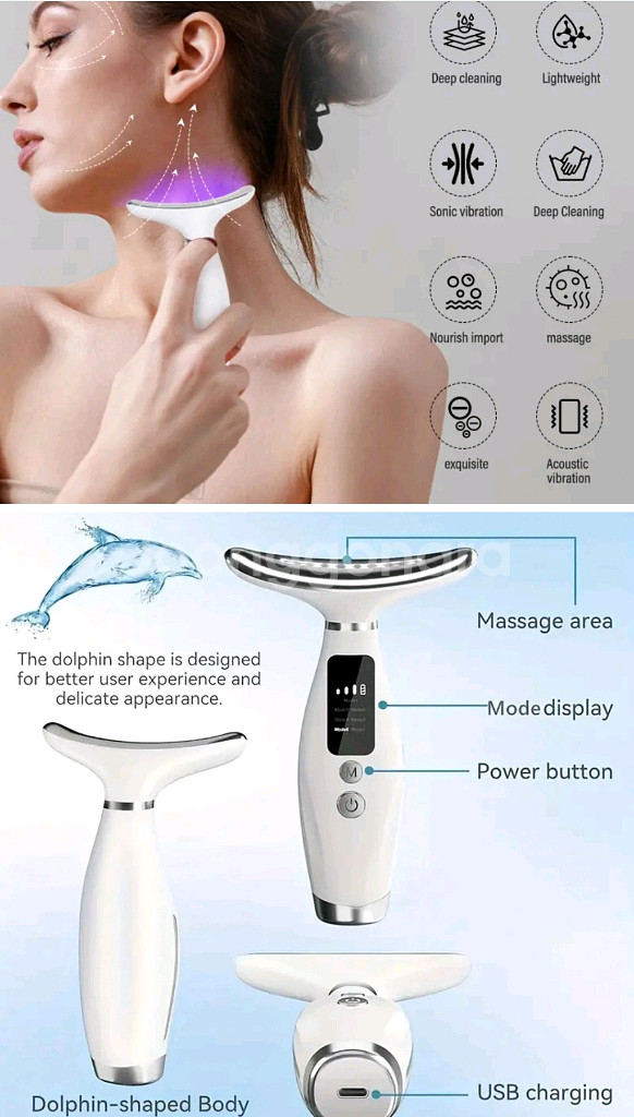 정품)여성을위한7색LED미용목스킨케어진동마사지기미개봉U--3