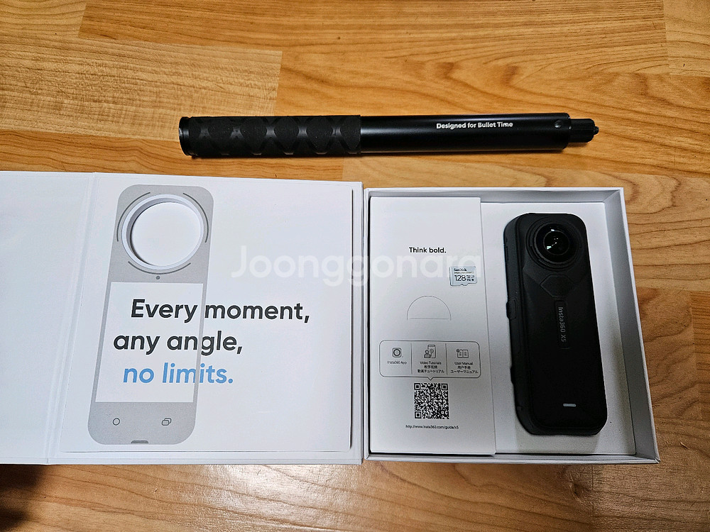인스타360 X5, 셀피스틱, 128GB메모리칩--0